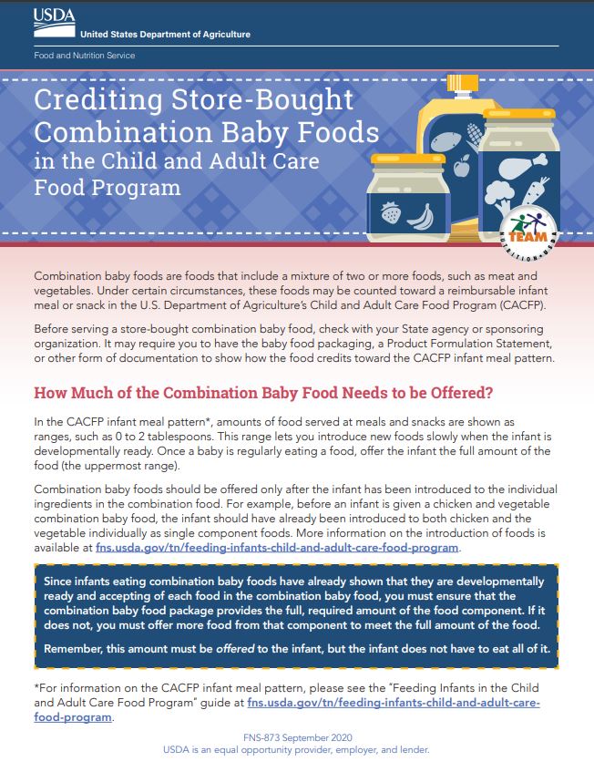 Crediting Store-Bought Combination Baby Foods