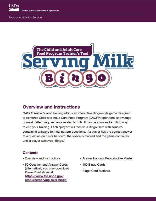 Serving Milk Bingo