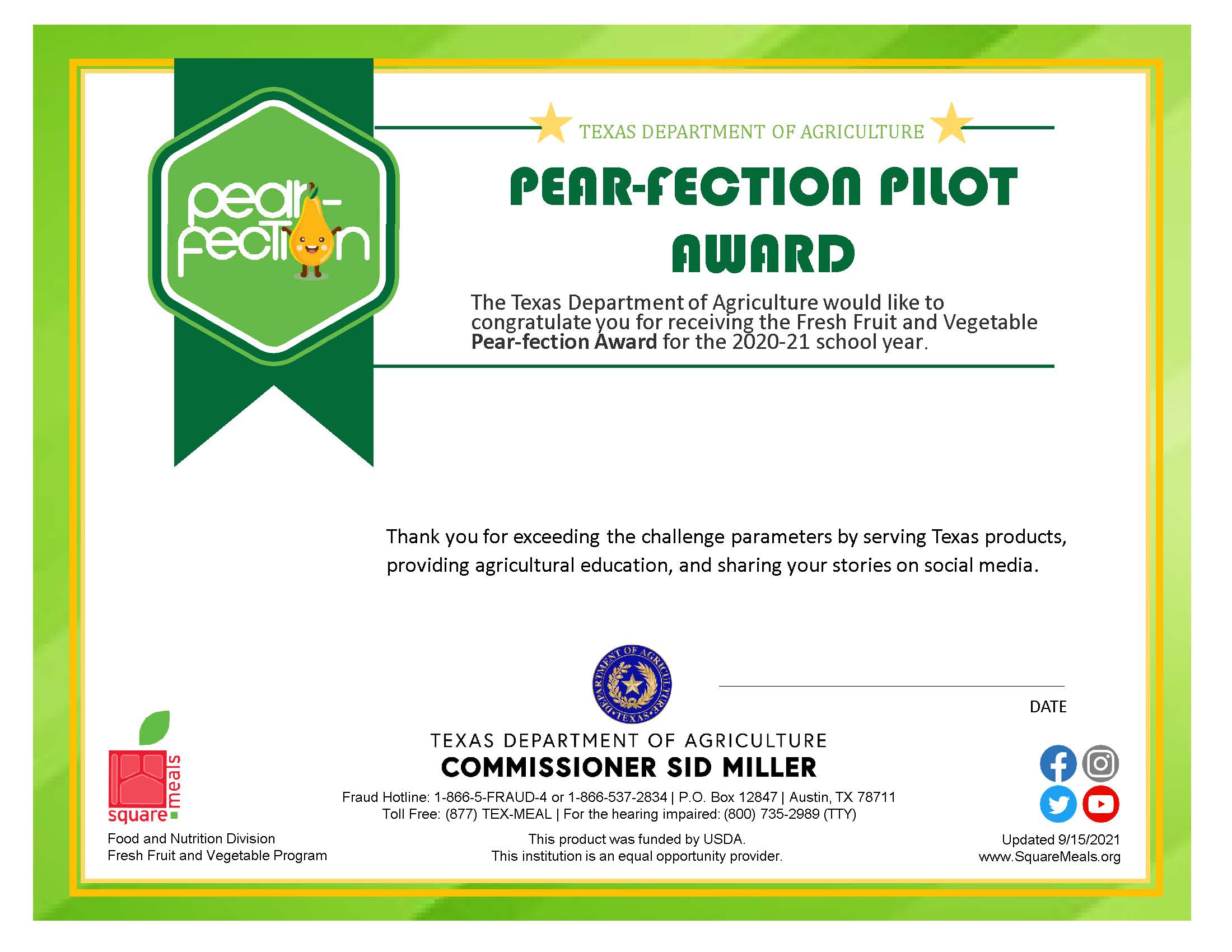 Pear-fection Award Digital Certificate