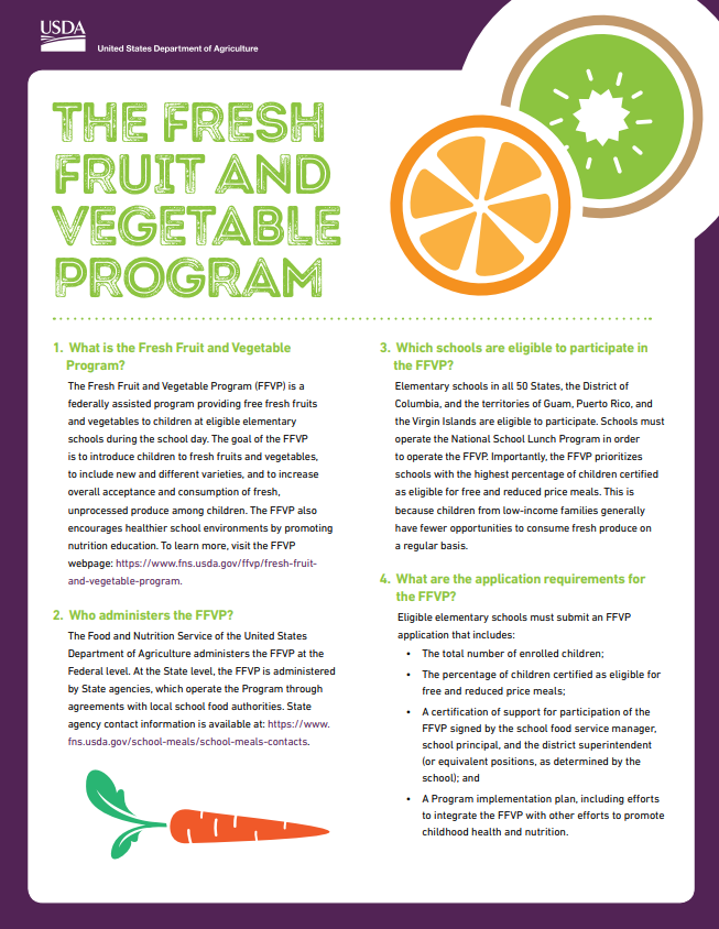 USDA’s fact sheet about FFVP - English Version