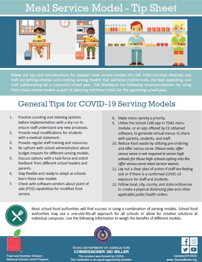 Meal Service Model Tip Sheet
