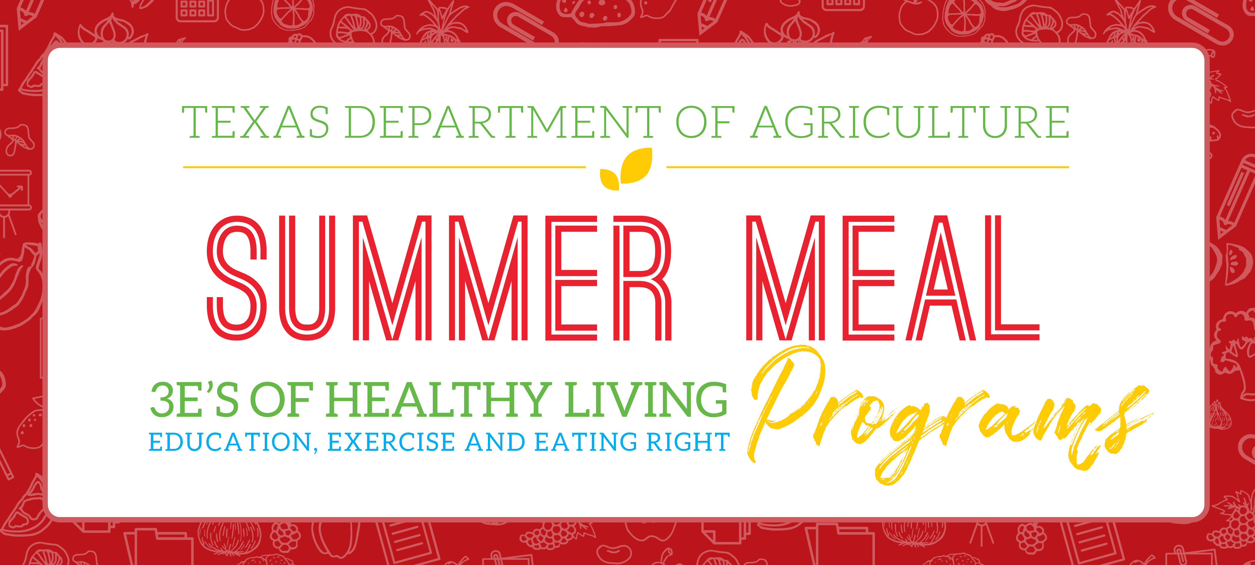 Texas Department of Agriculture, Summer Meal Programs Banner