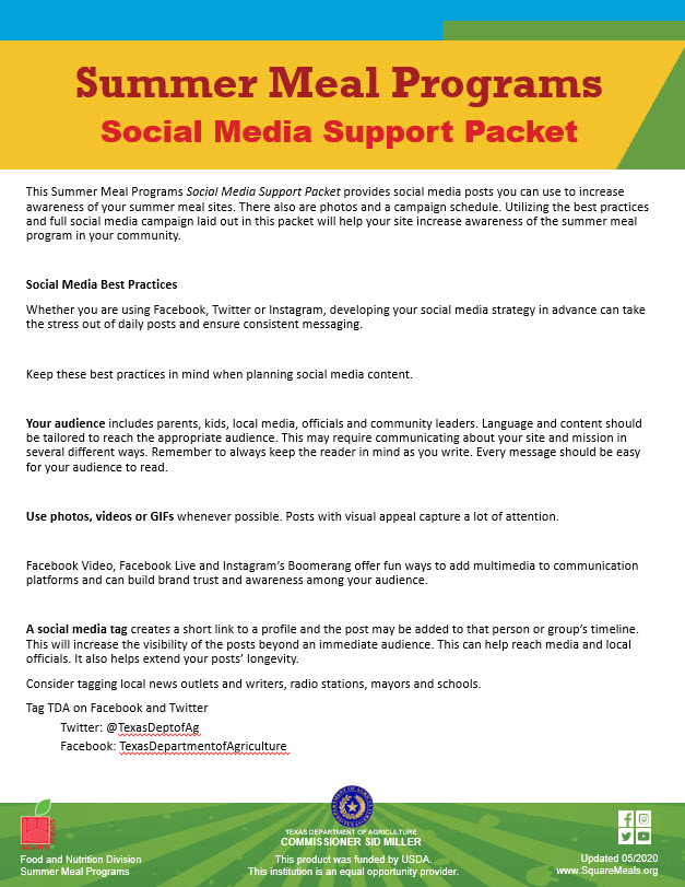 Social Media Support Packet