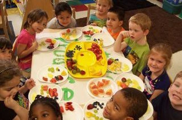 Children eating at a table